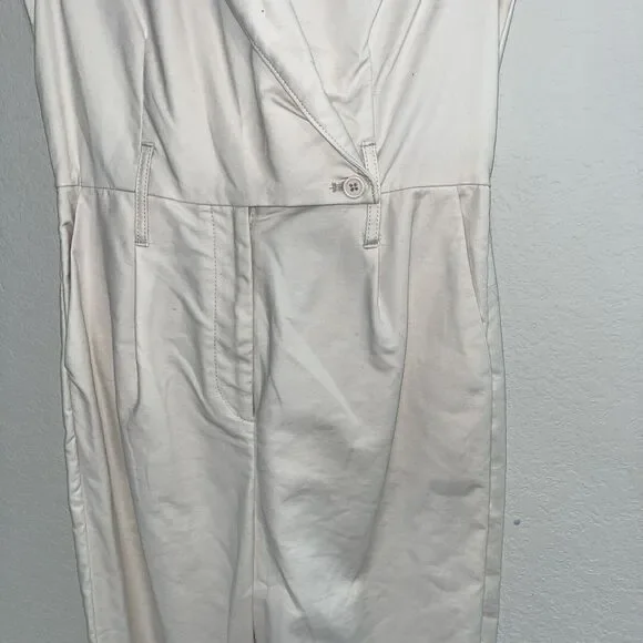 Anthropologie Eliza Utility Straight Leg Jumpsuit In Off White Size 0 - Picture 3 of 10